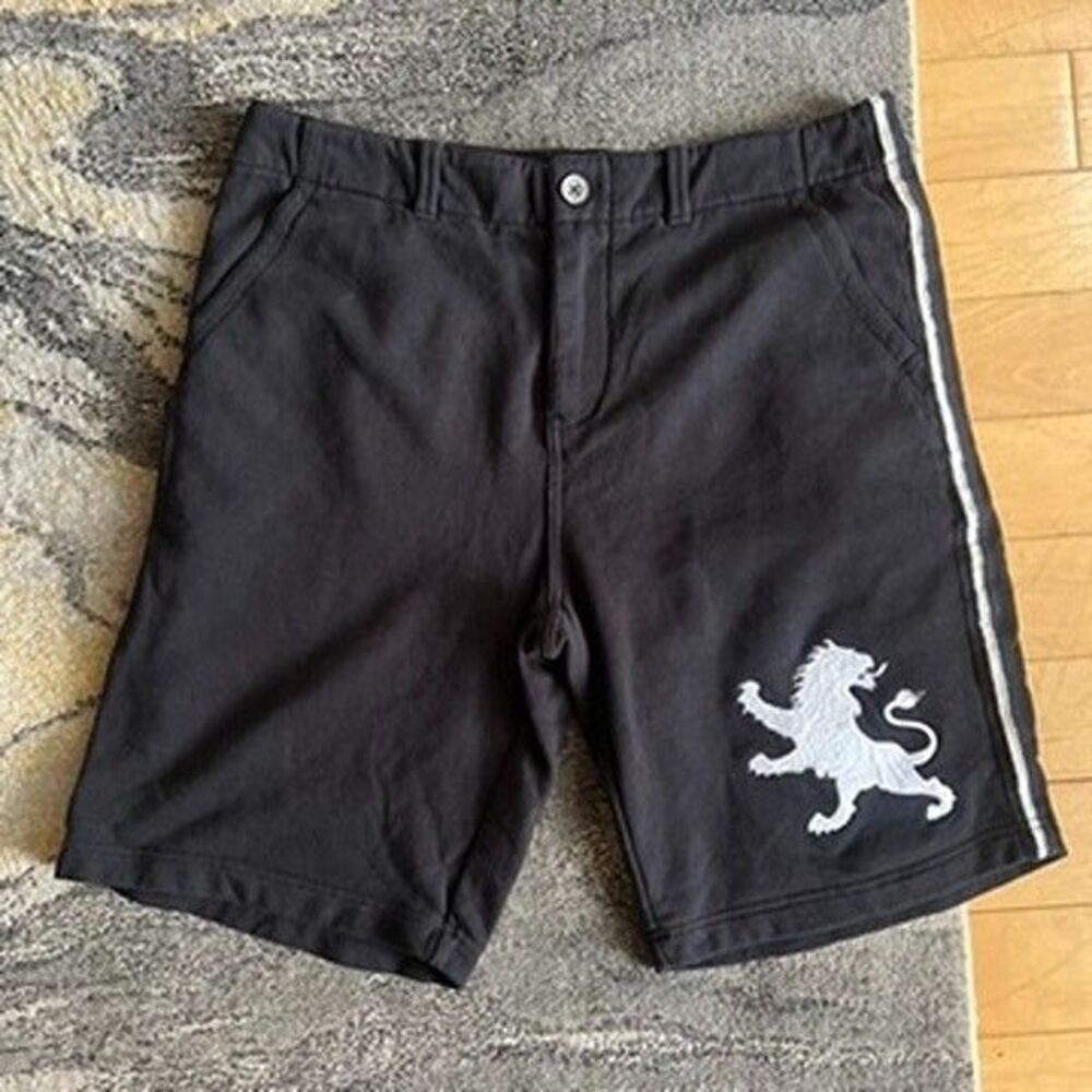 Vintage Express Slash Pocket Embroidered Logo Black Sweat Shorts Mens Size 32